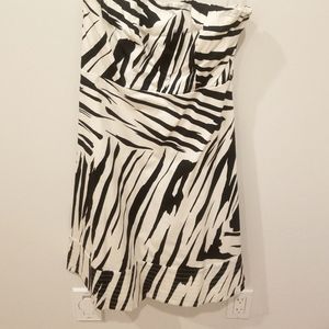 Black & white zebra print strapless dress